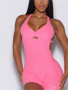 Bombshell Sportswear Hot Pink Halter Cutout Romper